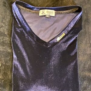 Men’s Navy Blue Velvet L/S V-Neck Stretch Pullover